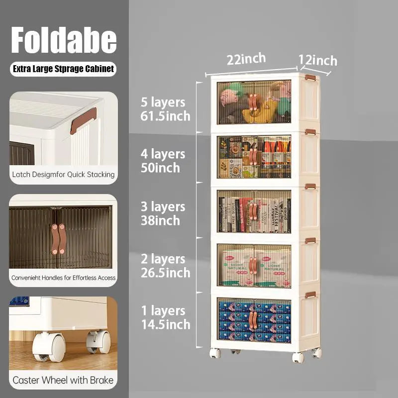 No More Clutter! Foldable Storage Box 40/64/128Qt | Stackable Organizer with Lid & Wheels for Home/Garage