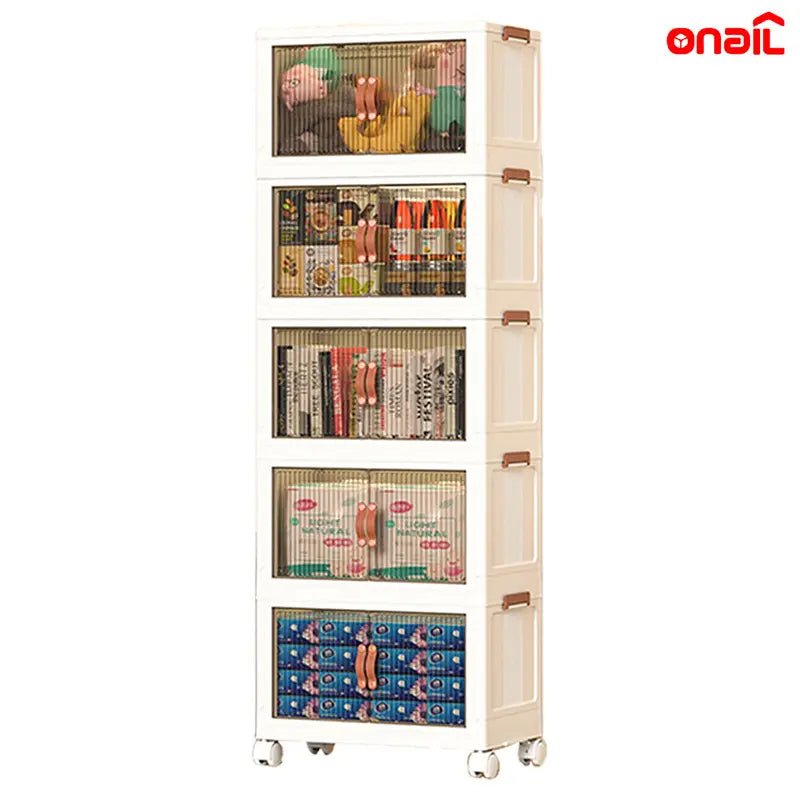 No More Clutter! Foldable Storage Box 40/64/128Qt | Stackable Organizer with Lid & Wheels for Home/Garage