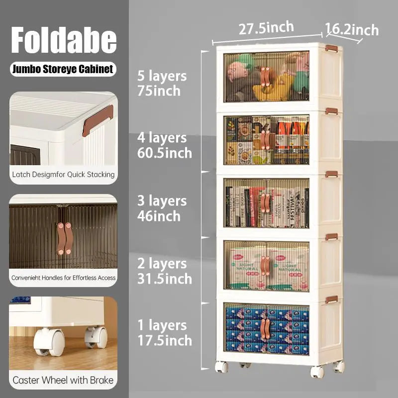 No More Clutter! Foldable Storage Box 40/64/128Qt | Stackable Organizer with Lid & Wheels for Home/Garage
